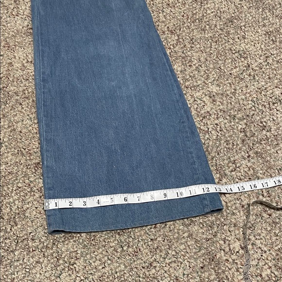 Vintage 70s one pc ultra bell bottom Denim zip front Jumpsuit - Picture 10 of 11